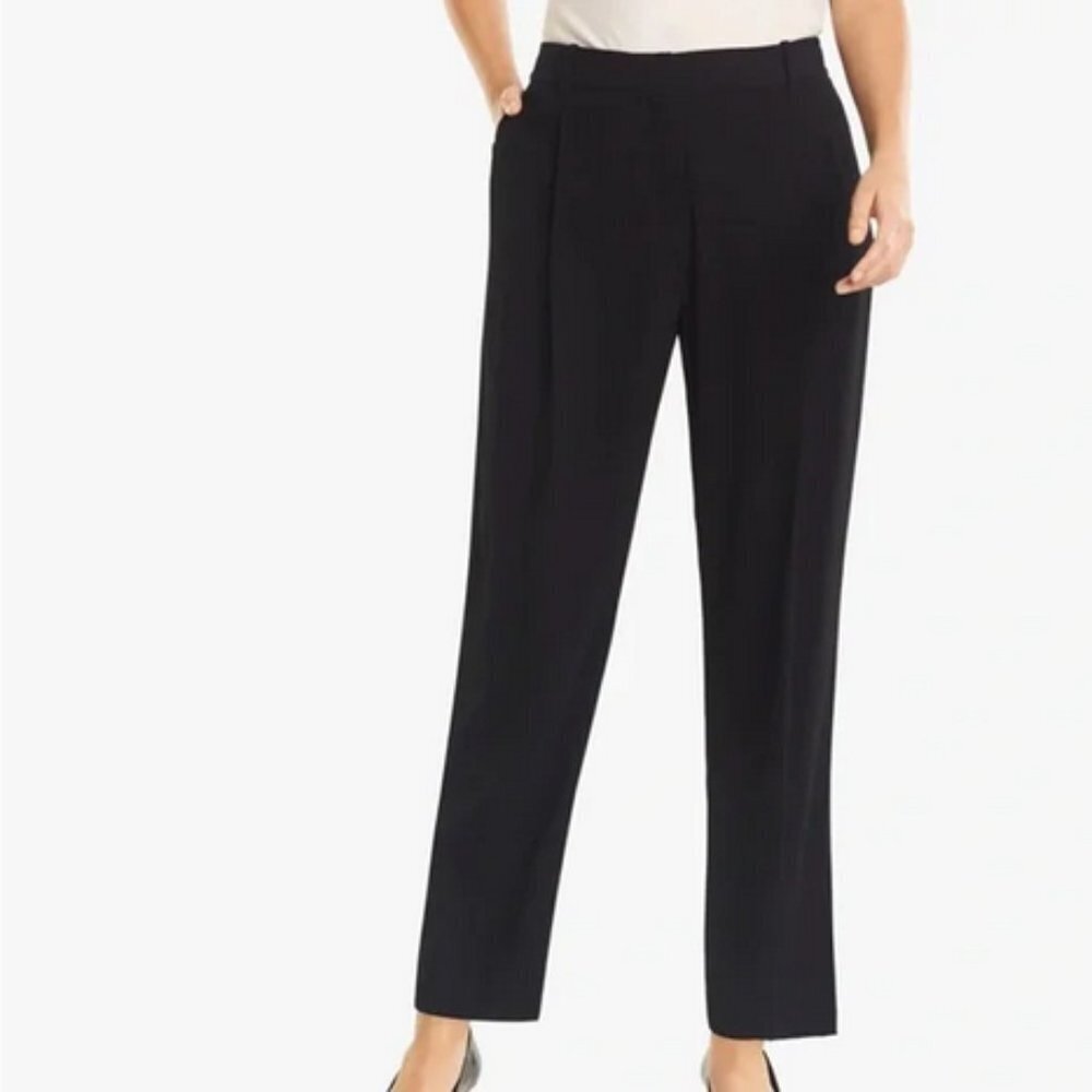 M.M. Lafleur Elliot Crinkle Crepe Trouser Pants Black Straight Wide Leg sz 16